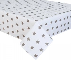 Clayre & Eef 150x150 tafelkleed bruin grijs wit katoen 100% katoen
