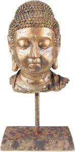 Clayre & Eef Beeld Boeddha 13x9x25 Cm Goudkleurig Kunststof Woonaccessoires Beeld Decoratie Decoratieve Accessoires