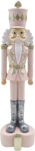 Clayre & Eef Beeld Notenkraker 24 Cm Roze Wit Kunststof Kerstdecoratie Beeld Decoratie Decoratieve Accessoires Roze