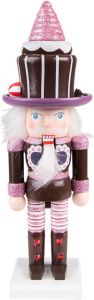 Clayre & Eef Beeld Notenkraker 26 cm Paars Kunststof Kerstdecoratie beeld decoratie Decoratieve Accessoires