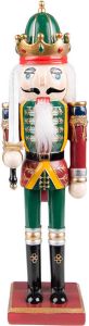 Clayre & Eef Beeld Notenkraker 30 cm Groen Rood Kunststof Kerstdecoratie beeld decoratie Decoratieve Accessoires
