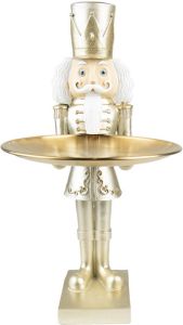 Clayre & Eef Beeld Notenkraker 35 cm Goudkleurig Kunststof Kerstdecoratie Decoratieve Accessoires Kerstdecoratie voor Binnen