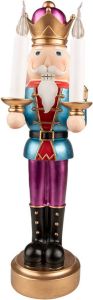 Clayre & Eef Beeld Notenkraker 41 cm Blauw Paars Kunststof Kerstdecoratie beeld decoratie Decoratieve Accessoires