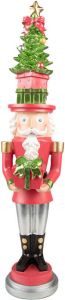 Clayre & Eef Beeld Notenkraker 51 cm Rood Groen Kunststof Kerstdecoratie beeld decoratie Decoratieve Accessoires