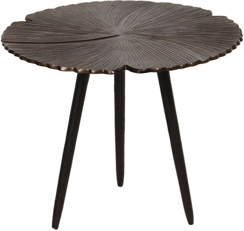 Clayre & Eef Bijzettafel Ø 40*31 cm Bruin Aluminium Rond Side table Tafeltje