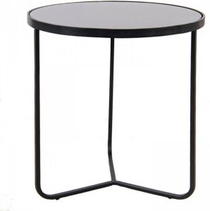 Clayre & Eef Bijzettafel Ø 50*55 cm Zwart Aluminium Rond Side table Tafeltje