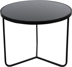 Clayre & Eef Bijzettafel Ø 60x45 Cm Zwart Aluminium Rond Side Table Tafeltje Zwart Side Table Tafeltje