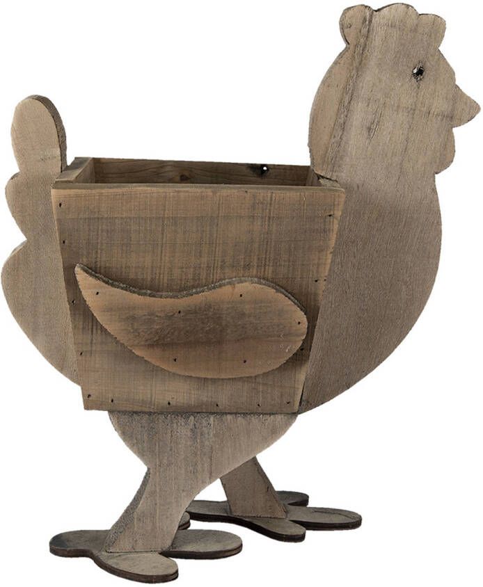 Clayre & Eef Bloempot Kip 35x18x40 Cm Bruin Hout Bloempot Binnen Plantenpot Plant Pot Bruin Bloempot Binnen Plantenpot