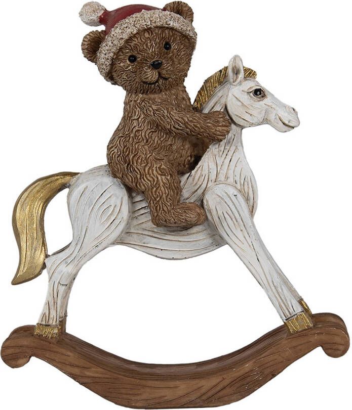 Clayre & Eef Decoratie Beeld Hobbelpaard 14 cm Bruin Kunststof Beer Bruin