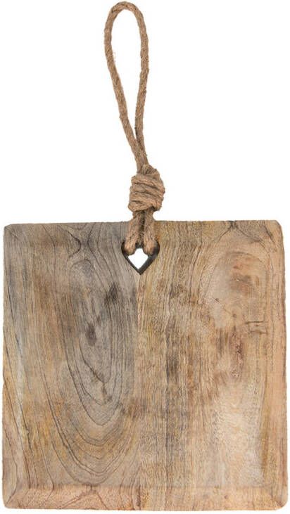 Clayre & Eef Decoratie snijplank 20x20x2 cm Bruin Hout Borrelplank Tapasplank Serveerplank