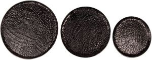 Clayre & Eef Decoratie Dienblad Set van 3 Ø 40 cm Zwart Aluminium Rond Serveerschaal Zwart Serveerschaal