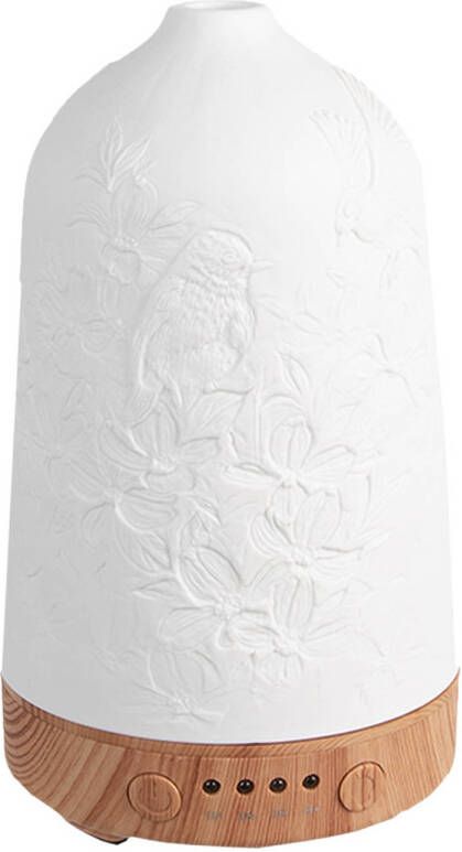 Clayre & Eef Aroma diffuser Ø 9x17 cm Wit Porselein Vogels Wit