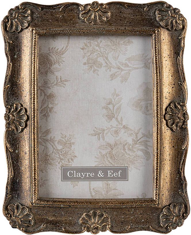 Clayre & Eef Fotolijst 10x15 cm Goudkleurig Polyresin Rechthoek Fotokader Goudkleurig Fotokader