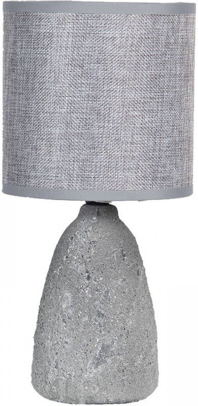 Clayre & Eef Tafellamp Ø 15*29 cm E14 Grijs Keramiek Rond Bureaulamp Nachtlampje BureaulampNachtlampje