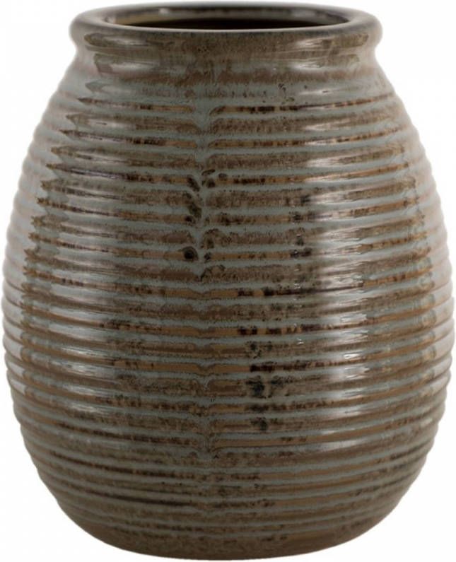 Clayre & Eef Bloempot Ø 21*24 cm Bruin Grijs Keramiek Rond Bloempot binnen Plantenpot Plant pot