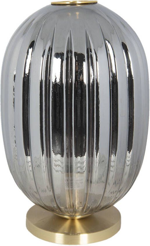 Clayre & Eef Tafellamp inclusief lichtbron 6LMP709G Ø 20*35 cm E14 max 1*40W Grijs Metaal glas