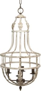 Clayre & Eef Hanglamp Ø 43*89 cm Wit Ijzer Hanglamp Eettafel Hanglampen Eetkamer Hanglamp EettafelHanglampen Eetkamer