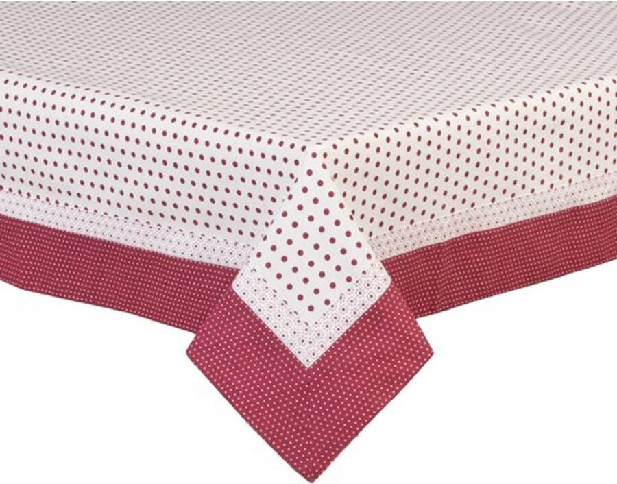 Clayre & Eef Katoenen tafelkleed Tafellaken Stippen en stipjes Rood 150 x 150 cm