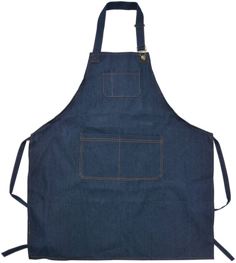 Clayre & Eef Keukenschort 77x68 cm Blauw Polyester Blauw