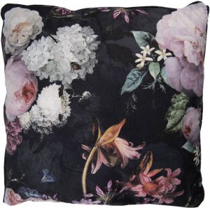Clayre & Eef Sierkussen 45*45 cm Meerkleurig Synthetisch Vierkant Bloemen Kussenhoes met Kussenvulling