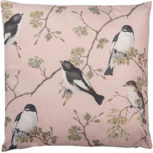 Clayre & Eef Sierkussen 45x45 cm Roze Wit Synthetisch Vierkant Vogels