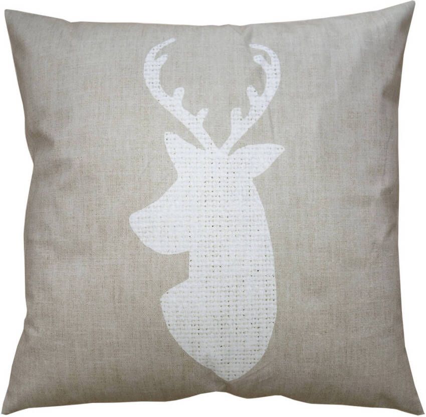 HAES deco Kerst Kussenhoes 45x45 cm Beige Collectie: Natural winter vibes Sierkussen Kussenhoes