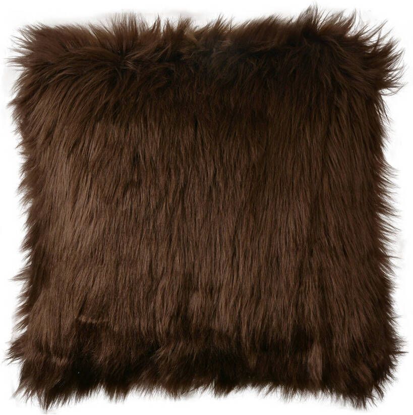 Clayre & Eef Kussenhoes 45x45 cm Bruin Synthetisch Vierkant Bruin