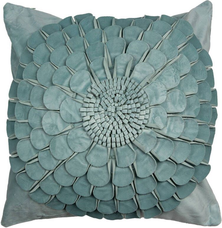 Clayre & Eef Kussenhoes 45x45 cm Groen Polyester Vierkant Bloem Groen