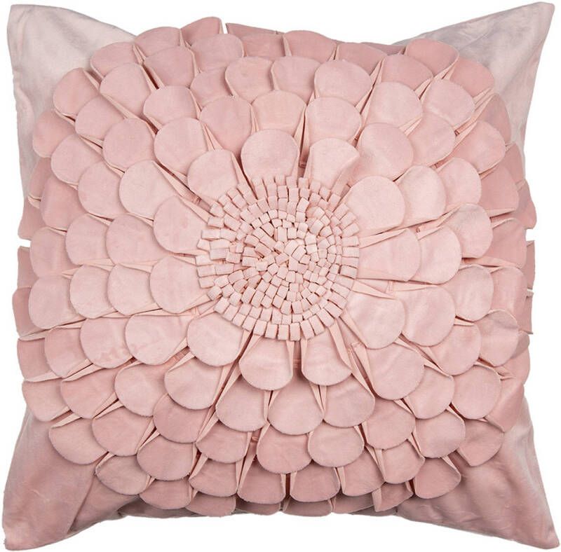 Clayre & Eef Kussenhoes 45x45 cm Roze Polyester Vierkant Bloem Roze