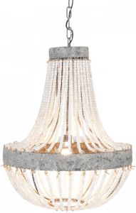 Clayre & Eef Hanglamp Ø 54x72 cm Grijs Ijzer Hout Hanglamp Eettafel