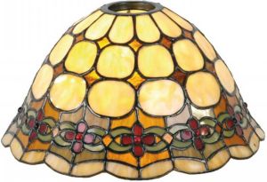 Clayre & Eef Lampenkap Tiffany Ø 25x15 cm Beige Rood Glas Driehoek