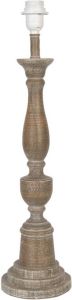 Clayre & Eef Lampenvoet Ø 15x59 Cm Bruin Hout Rond Lampvoet Tafellamp Bruin Lampvoet Tafellamp