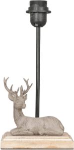 Clayre & Eef Lampenvoet Tafellamp 16*13*35 cm E27 max 1*60W Bruin Hout Kunststof Hert Rond Lampvoet