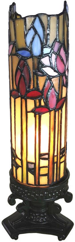 Lumilamp Tiffany Tafellamp 5LL-6010 15*15*27 cm Meerkleurig Glas in lood Tiffany LampenNachtlampje