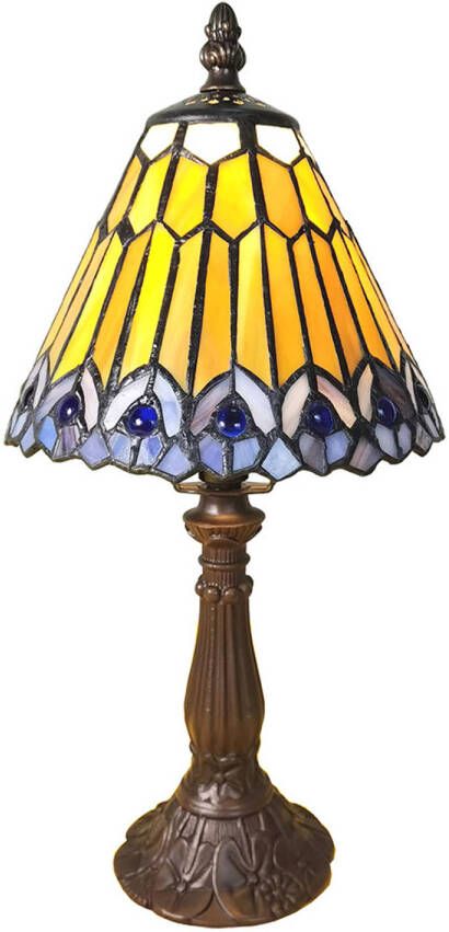 Clayre & Eef Bruine Tafellamp Tiffany Ø 20*34 cm E14 max 1*25W 5LL-6110