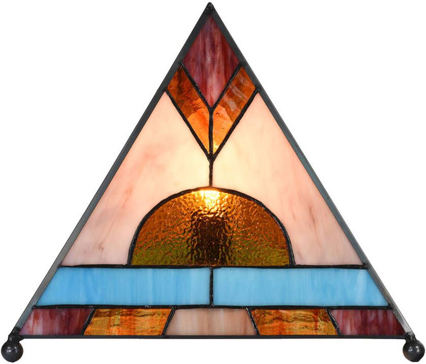 Clayre & Eef Tiffany Tafellamp 26x26x30 cm Bruin Glas Tiffany