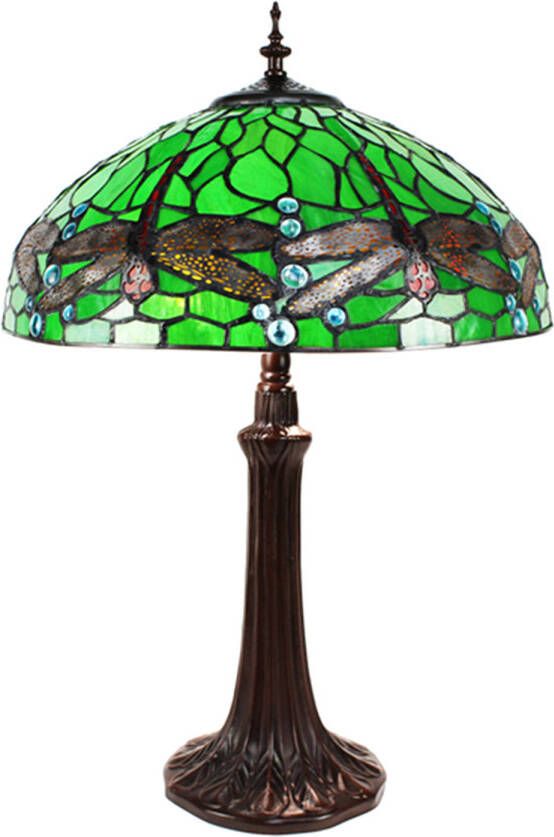 Clayre & Eef Groene Tafellamp Tiffany Ø 41*59 cm E27 max 2*60W 5LL-9337GR