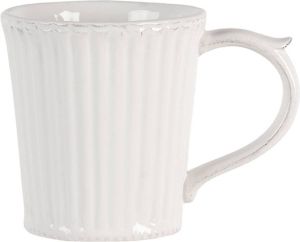 Clayre & Eef Mok 250 ml Wit Dolomiet Rond Theemok Koffiemok Beker Wit Theemok Koffiemok