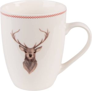 Clayre & Eef Mok 300 ml Beige Bruin Porselein Hert Theemok Cadeau voor haar Koffiemok Beige Theemok Cadeau voor haar