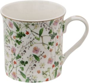 Clayre & Eef Mok 330 ml Groen Porselein Bloemen Theemok Cadeau voor haar Groen Theemok Cadeau voor haar