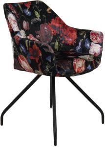 Clayre & Eef Eetkamerstoelen met Armleuning 55*58*82 cm Meerkleurig Ijzer Rechthoek Eetstoelen Keukenstoelen Tafelstoelen EetstoelenKeukenstoelenTafelstoelen
