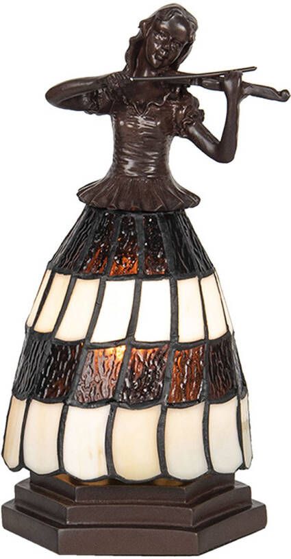 HAES deco Tiffany Tafellamp Vrouw Bruin Wit 13x13x26 cm Fitting E14 Lamp max 1x25W