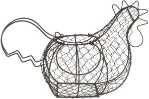 Clayre & Eef Paas Mandje Kip 40x23x28 Cm Zwart Ijzer Mand Decoratief Mand Eierenhouder Zwart Mand Decoratief Mand