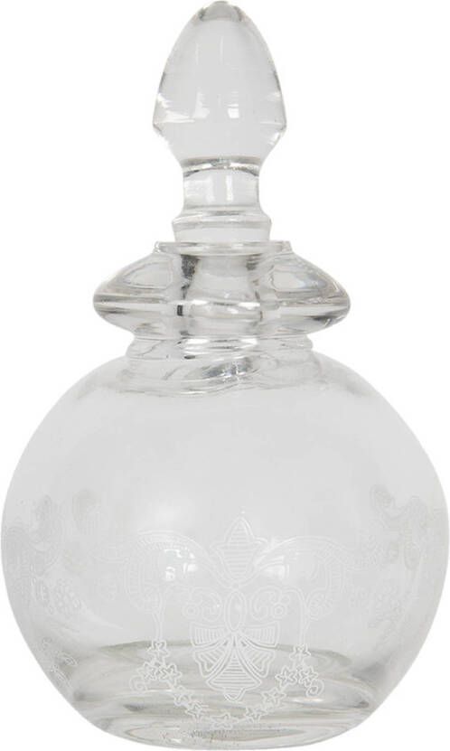 Clayre & Eef Parfum Flesje Ø 7*13 cm Transparant Glas Rond Decoratie Flesje Karaf
