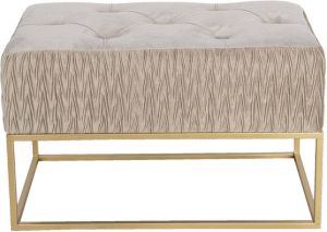 Clayre & Eef Poef 60x35x38 Cm Beige Hout Metaal Rechthoek Hocker Voetenbankje Opbergkist Beige Hocker Voetenbankje
