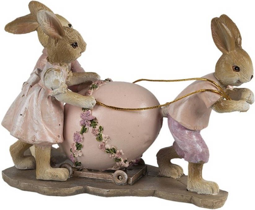 Clayre & Eef Roze Decoratie konijnen 17*8*11 cm 6PR3543