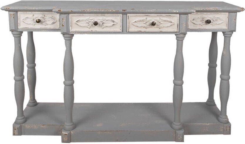 Clayre & Eef Sidetable 142*42*85 cm Wit Hout Rechthoek Wandtafel Haltafel Console Tafel WandtafelHaltafelConsole Tafel