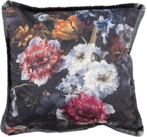 Clayre & Eef Sierkussen 45x45 cm Groen Synthetisch Vierkant Bloemen Kussenhoes met Kussenvulling Groen Kussenhoes met