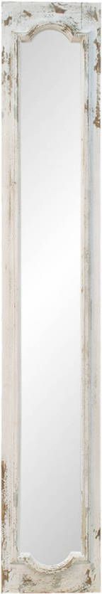 Clayre & Eef Spiegel 30*176 cm Wit Hout Glas Rechthoek Passpiegel Grote Spiegel Staande spiegel