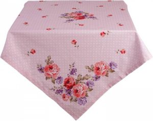 Clayre & Eef Vierkant Tafelkleed 100x100 cm Roze Paars Katoen Vierkant